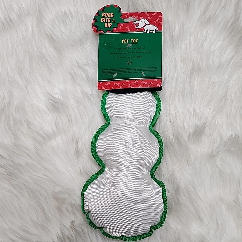 Snowman Squeaker Dog Toy with Red & Green Plaid Scarf 14